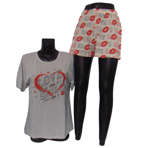 Пижама женская футболка/шорты Cotton More 50396 4XL Серый (1869906594)