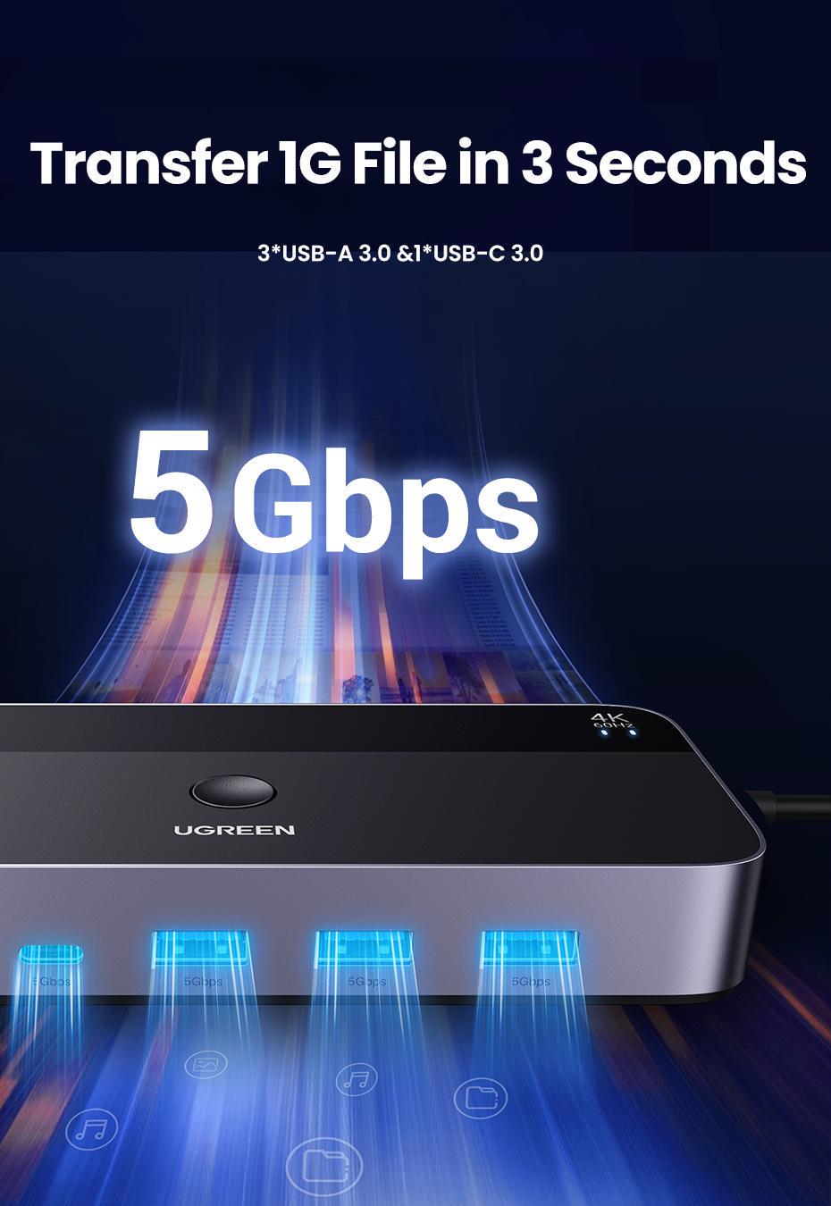 Перемикач KVM HDMI Ugreen на 2 комп'ютери 4K 60Hz USB 2.0 (15707) - фото 9