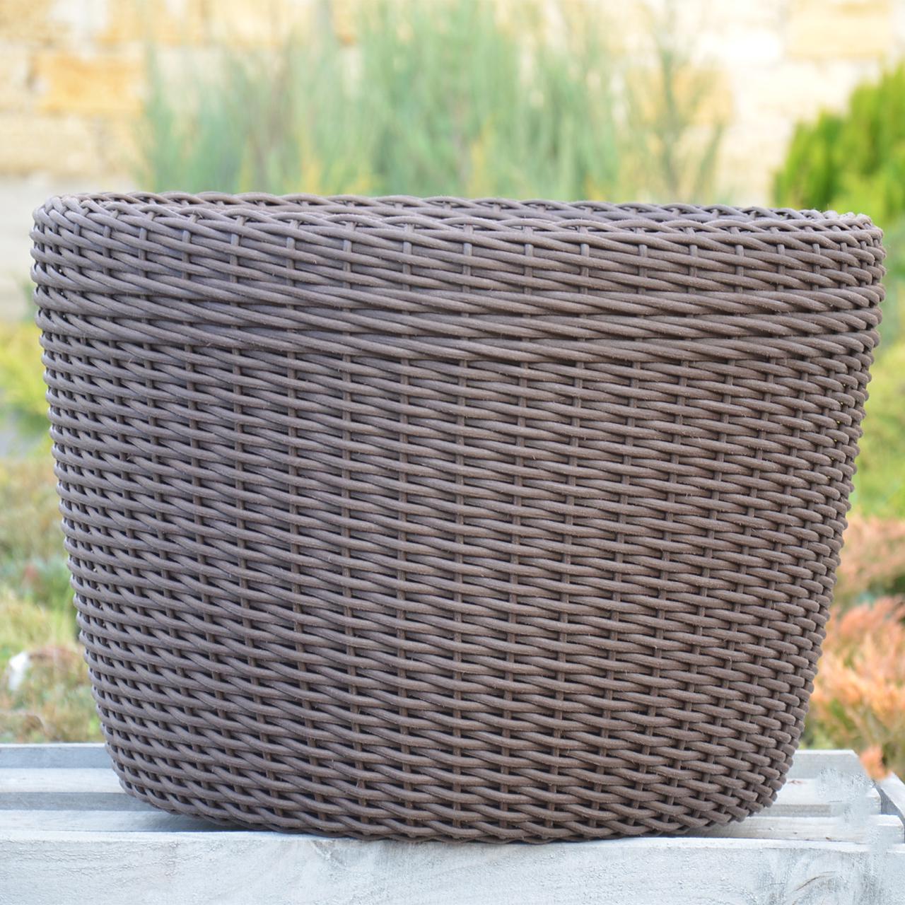 Кашпо велике для рослин та квітів з штучного ротангу/ручної роботи 60 л Чесаний венге - фото 5 Кашпо велике для рослин та квітів з штучного ротангу/ручної роботи 60 л Чесаний венге - фото 5