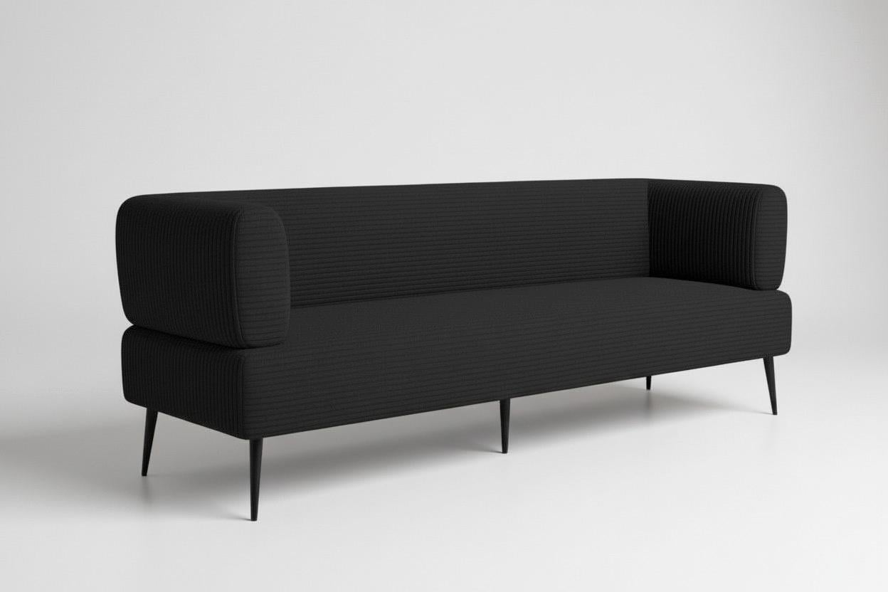 Диван офисный Tobi Sho Бенно-1 с подлокотниками велюр вельвет 1800х720х750 мм Lotus 100/Anthracite (fr561s9)