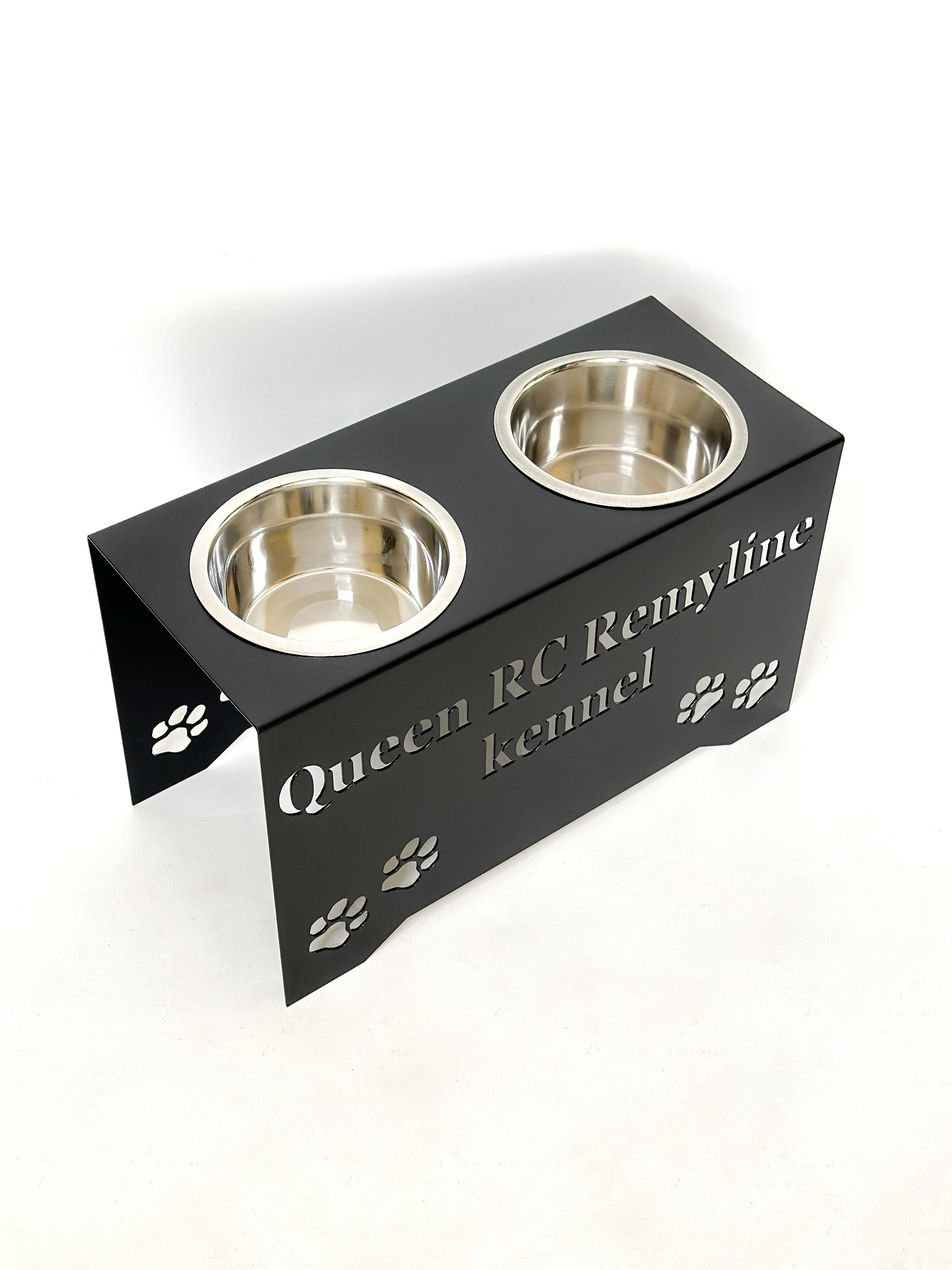Кормушка индивидуальная Ваше имя подставка для собак больших пород 2 миски металл 260 мм 1,8 л Черный (1024074с) - фото 3
