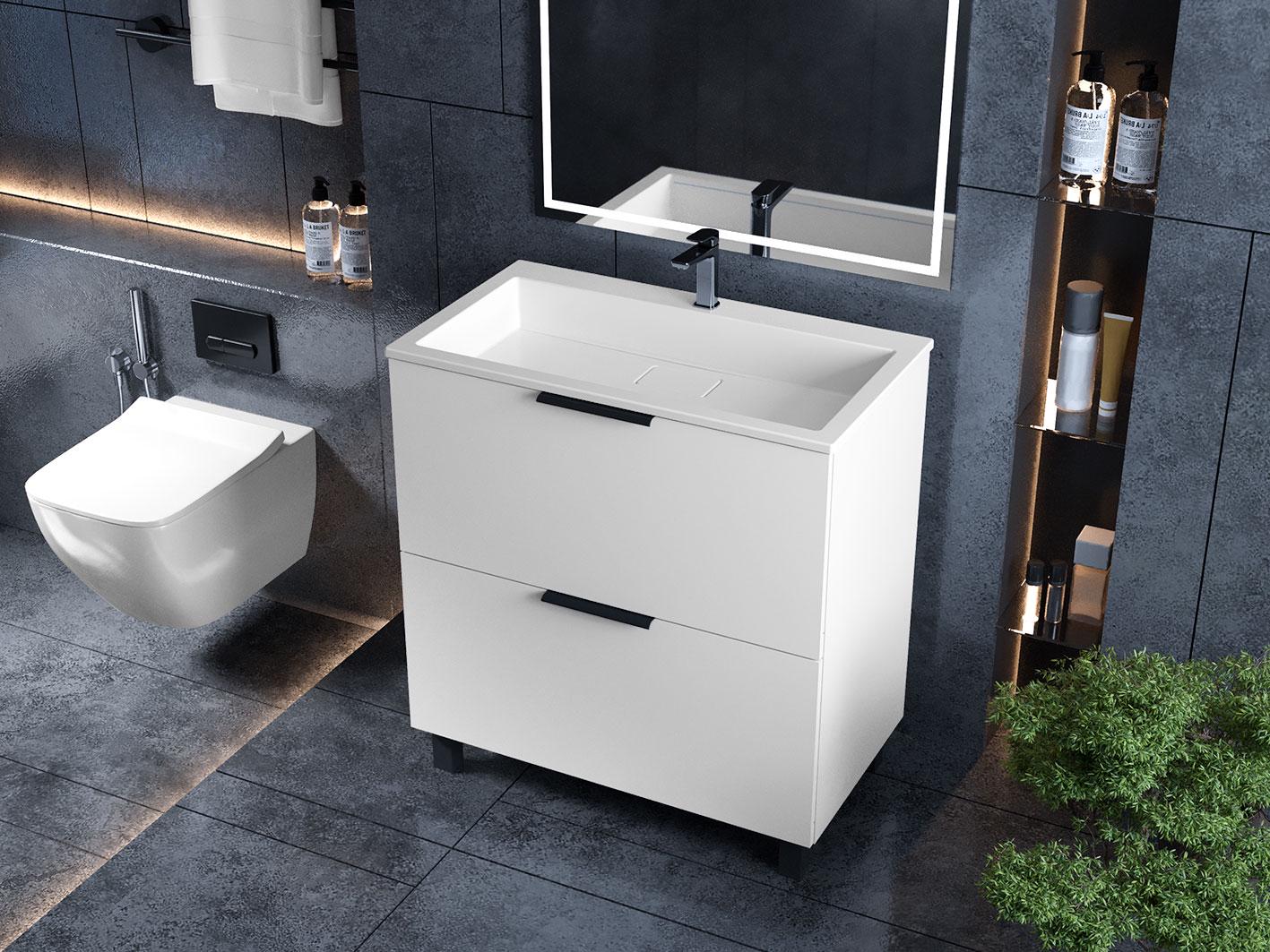 Тумба Status Hartia 80 с умывальником Aria Low 80 (13701)