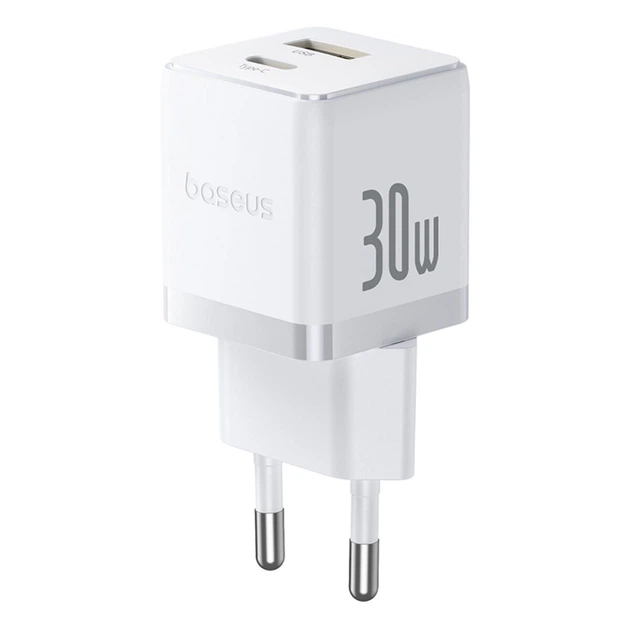 Зарядный сетевой адаптер Baseus Palm 2в1 USB и Type-C/с кабелем Type-C/Type-C Белый (000581262) Зарядный сетевой адаптер Baseus Palm 2в1 USB и Type-C/с кабелем Type-C/Type-C Белый (000581262)
