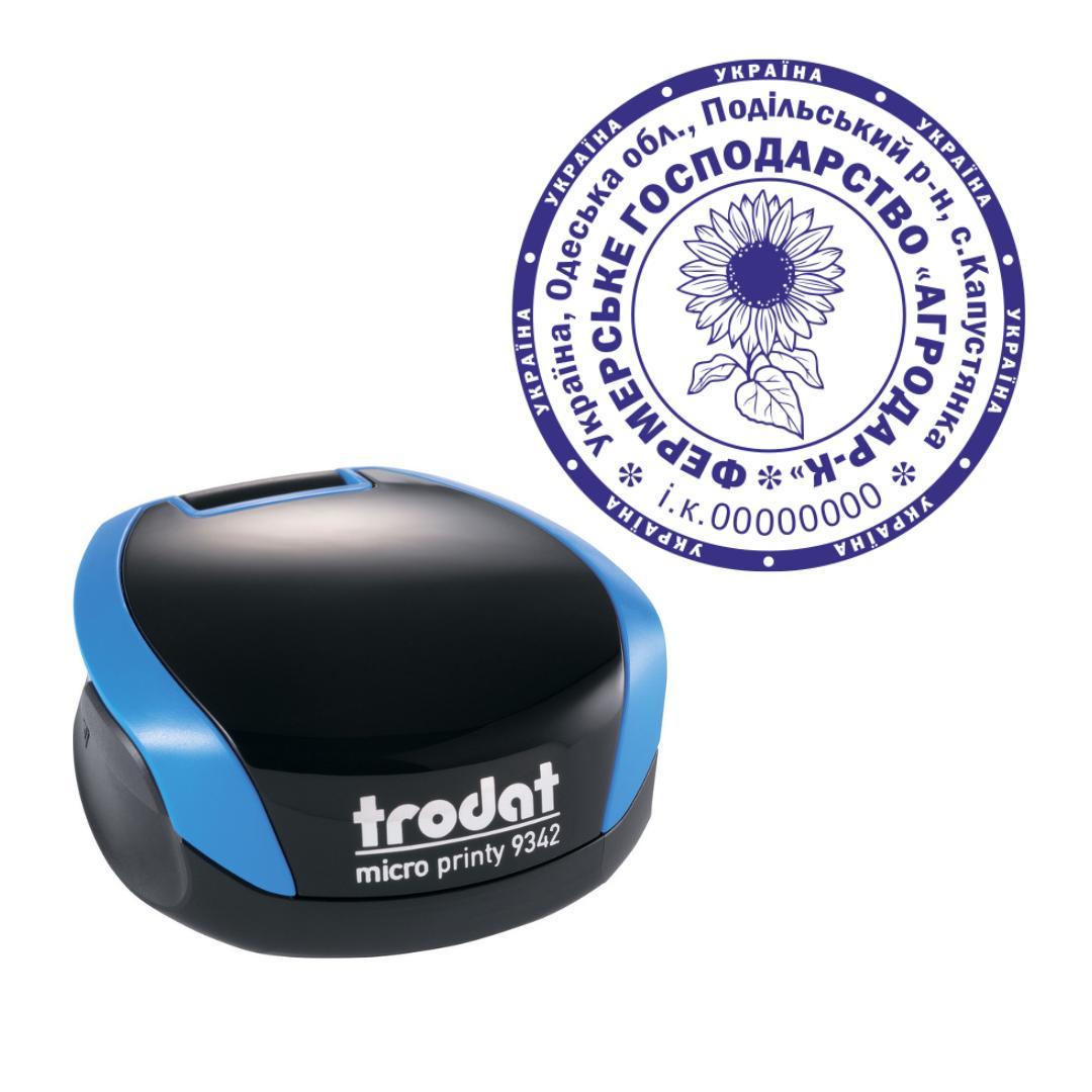Печать Фермерского хозяйства на карманном оснащении Trodat Micro Printy 9342 d 42 мм Синий (ФГ2/9342/BL)