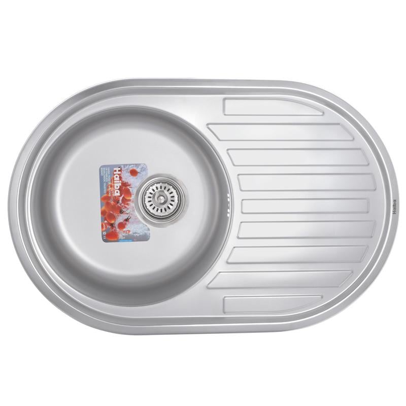 Мойка кухонная Haiba с нержавейки врезная овальная 77х50 см Satin (HB0563)