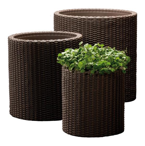 Набір горщиків з ротанга Keter Cylinder Planter Set Коричневий (ZCNT00012169) - фото 4