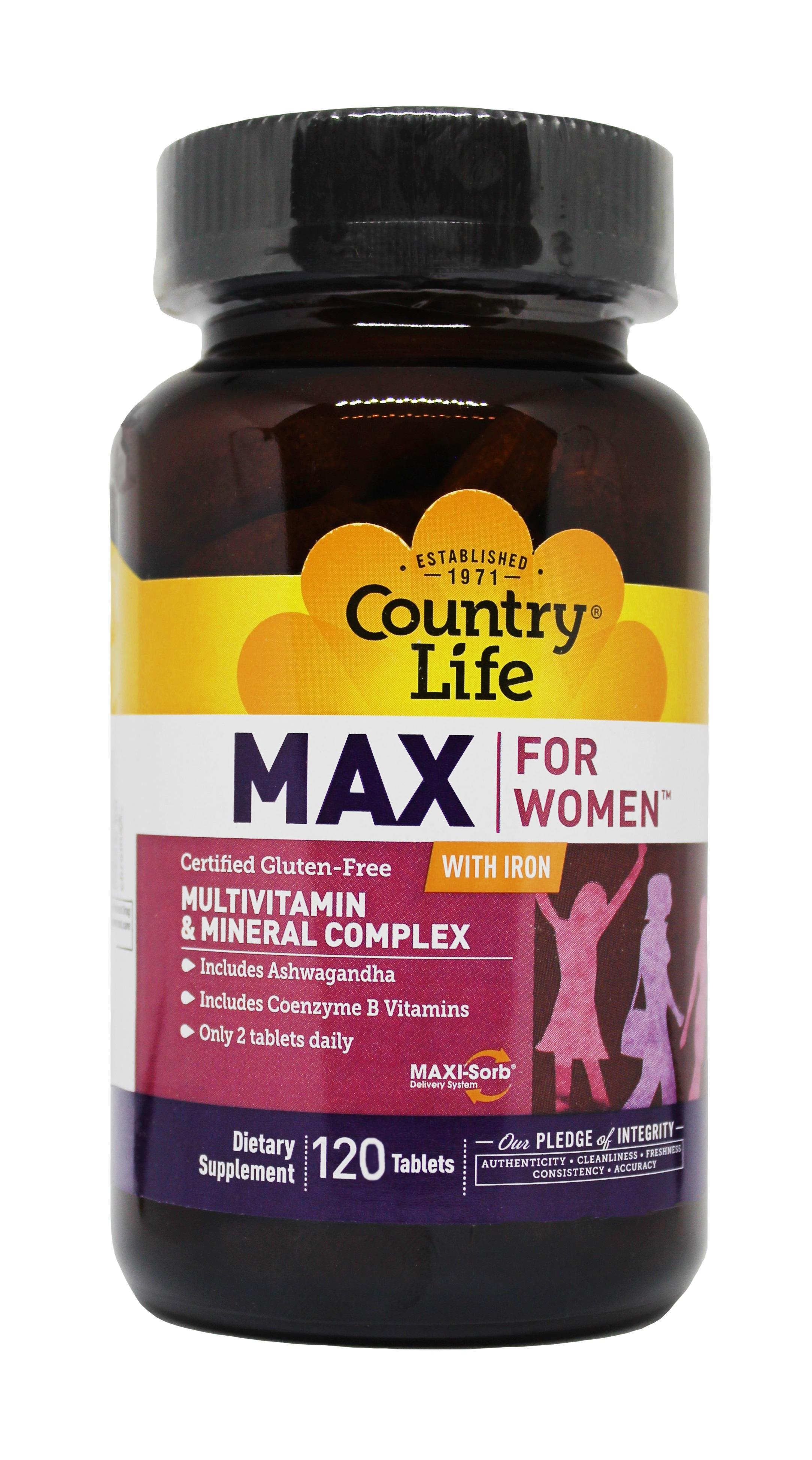 Мультивітаміни Country Life Max for Women та мінерали для жінок 120 таблеток