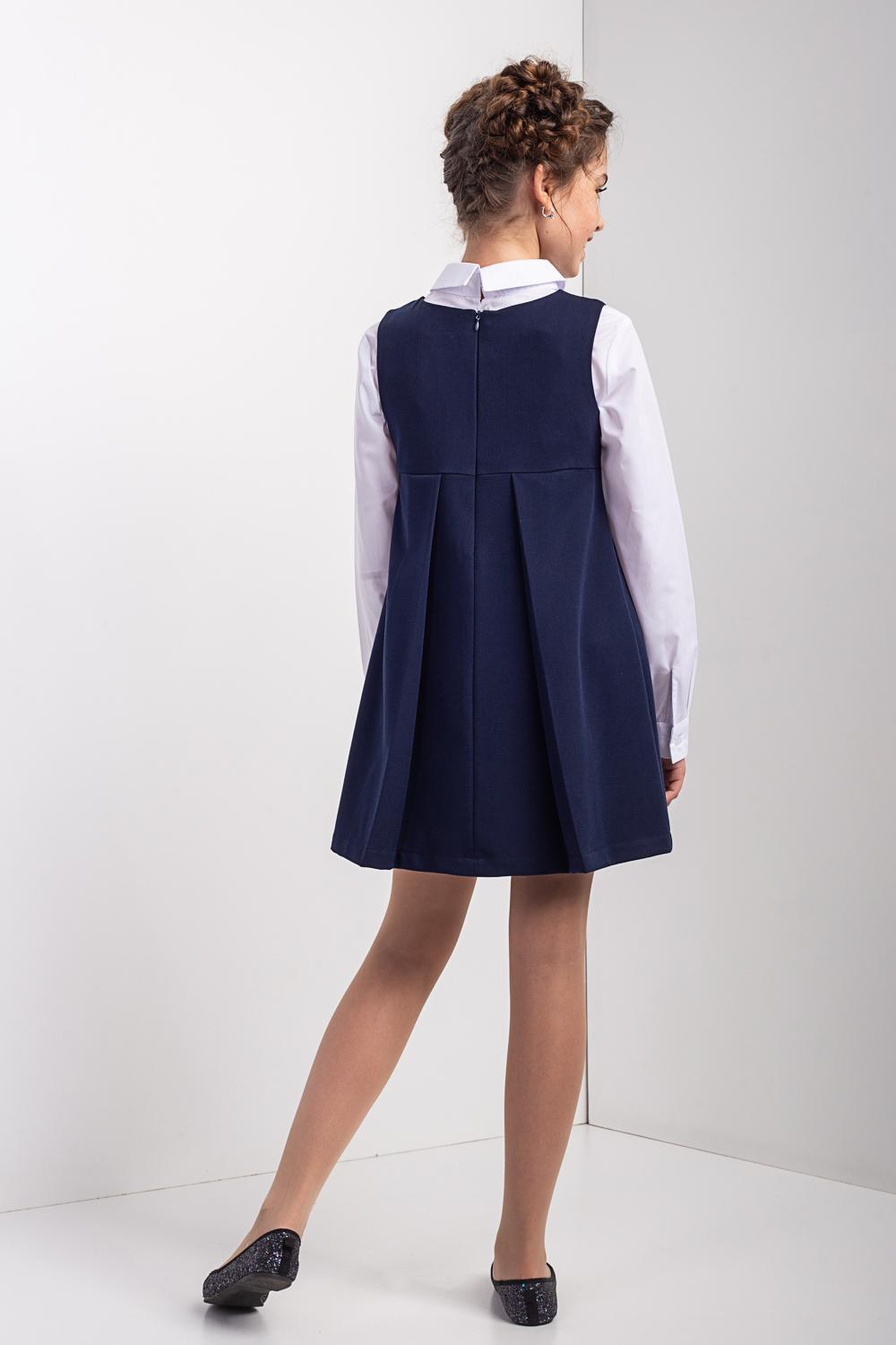 Шкільний сарафан Diva 51001 для дівчинки 128 см Темно-синій - фото 2