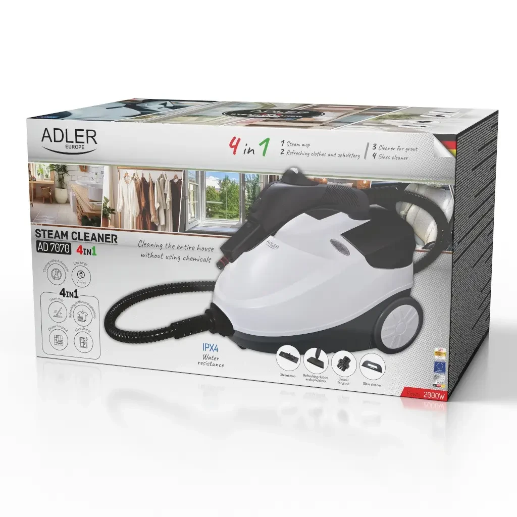 Пароочисник Adler AD 7070 4в1 4 бар 2000 Вт 1,5 л (7070) - фото 7 Пароочисник Adler AD 7070 4в1 4 бар 2000 Вт 1,5 л (7070) - фото 7