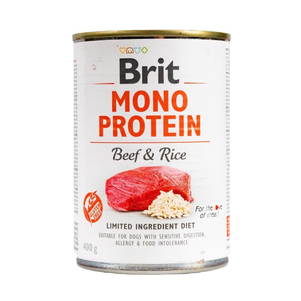 Корм для собак влажный Brit Mono Protein Beef and Rice с говядиной и рисом 400 г (8595602555345)
