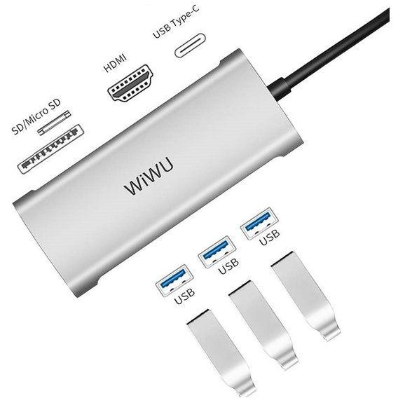 USB-хаб WIWU Alpha 731HP Gray - фото 3