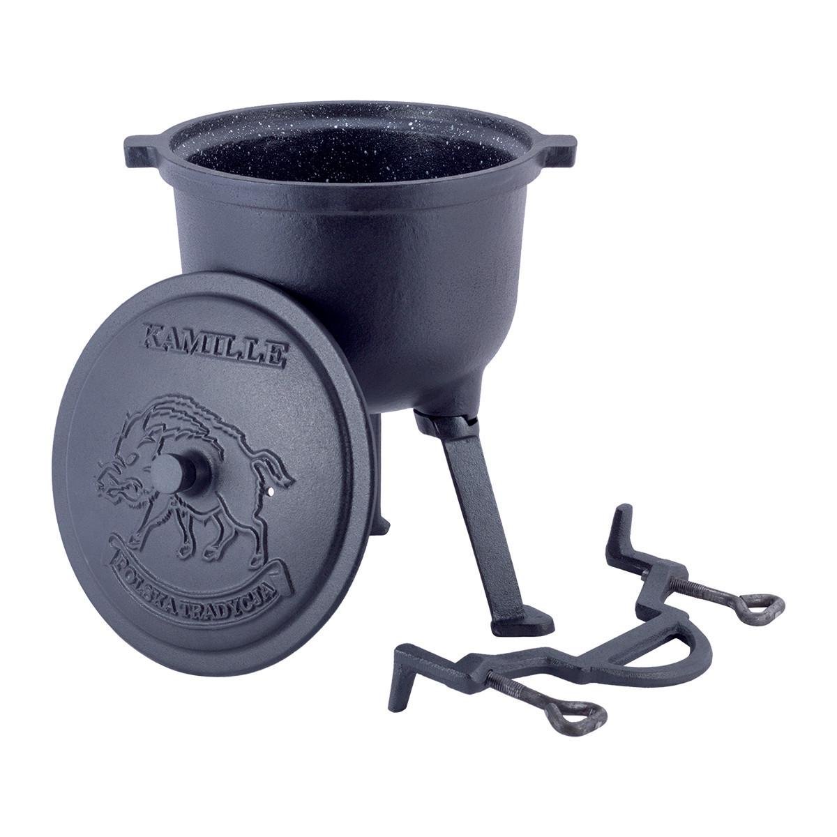 Котел чугунный с крышкой Kamille KM-4801M эмалированный на ножках 7 л (29-84-4801M)