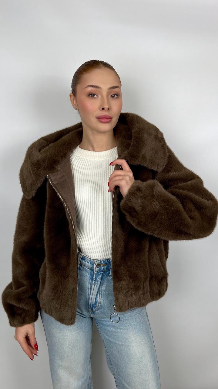 Шуба женская из эко-меха 88066-02 M Шоколадный - фото 3 Шуба женская из эко-меха 88066-02 M Шоколадный - фото 3