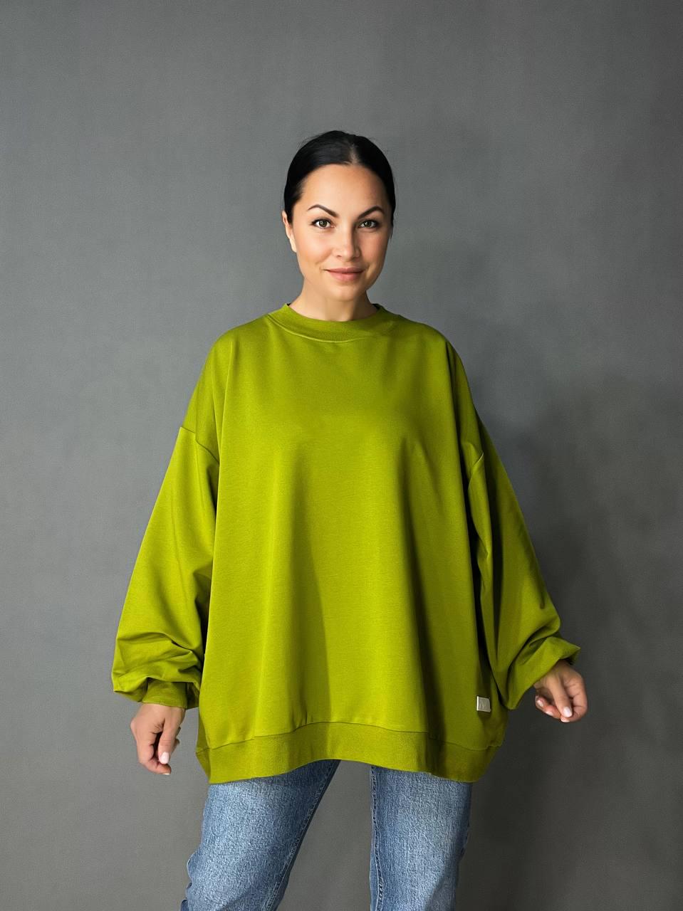 Світшот жіночий MY CITY 3044 широкий дуже вільного крою OS Зелений (1714) - фото 8 Світшот жіночий MY CITY 3044 широкий дуже вільного крою OS Зелений (1714) - фото 8