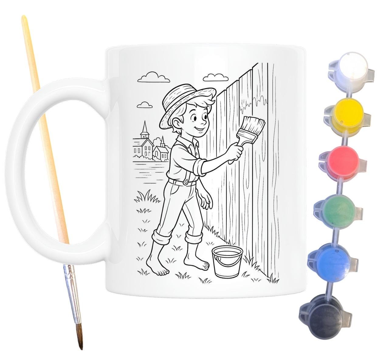 Набор для творчества кружка раскраска по мотивам Приключения Тома Сойера (Марк Твен 330 мл Белый (КР0180)