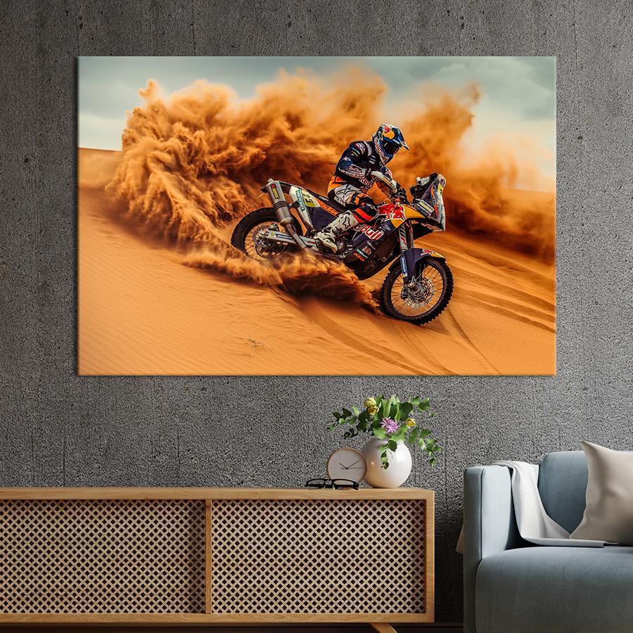 Картина Автомобиль Гонка на мотоцикле в пустыне 51x34 см (A1214-1)
