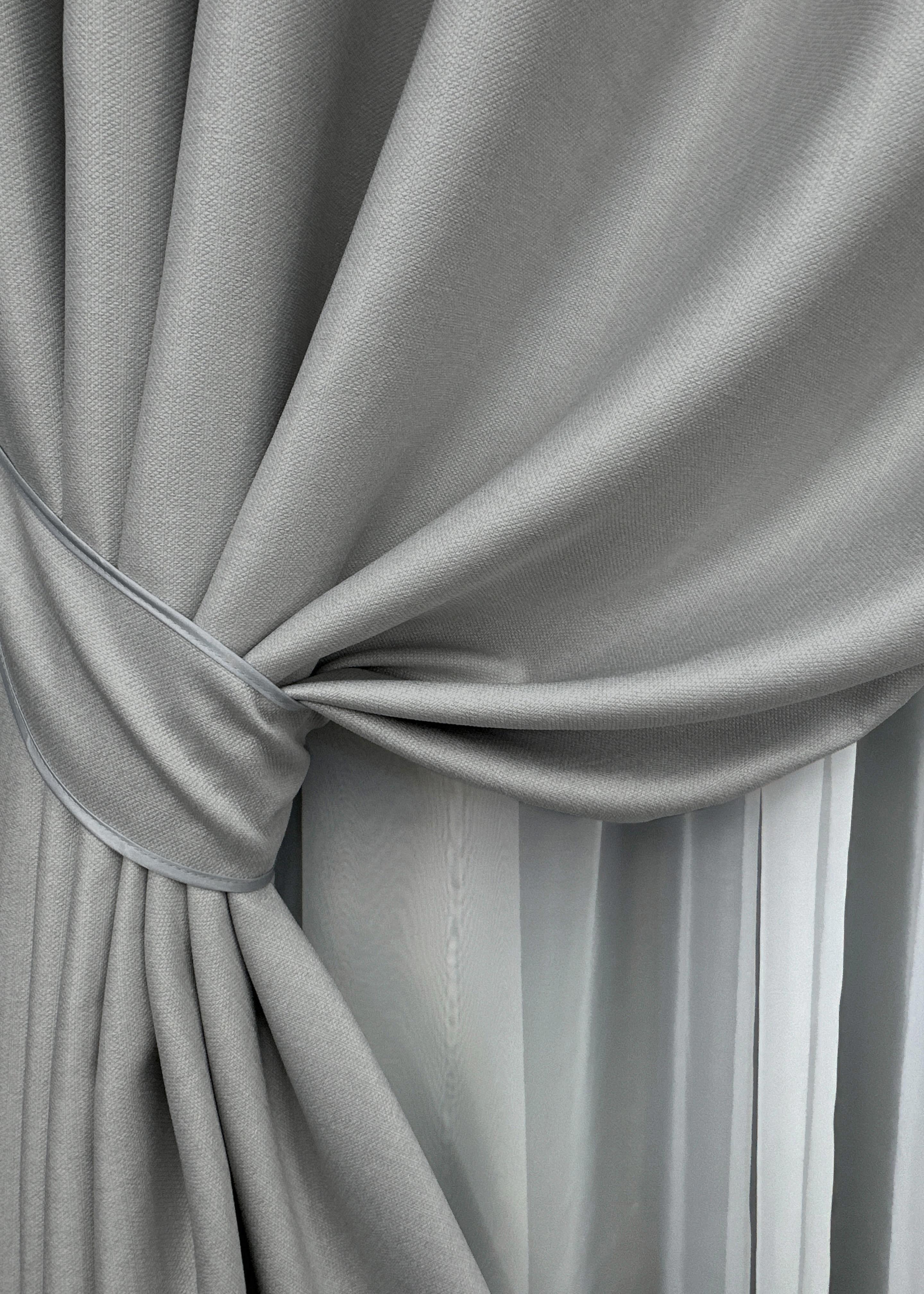 Комплект штор на люверсах VR-Textil Шенил однотонный № 1689ш 150х250 см 2 шт. Светло-серый (37-0244) - фото 5