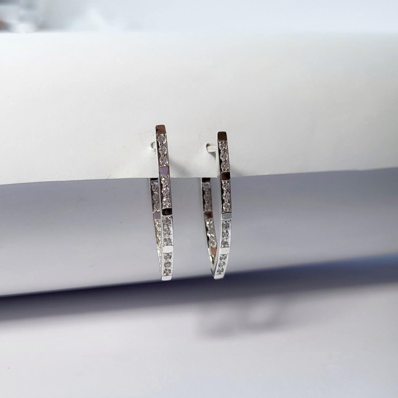 Серьги длинные с белыми камнями серебро 925 пробы 3,20 г (5703)