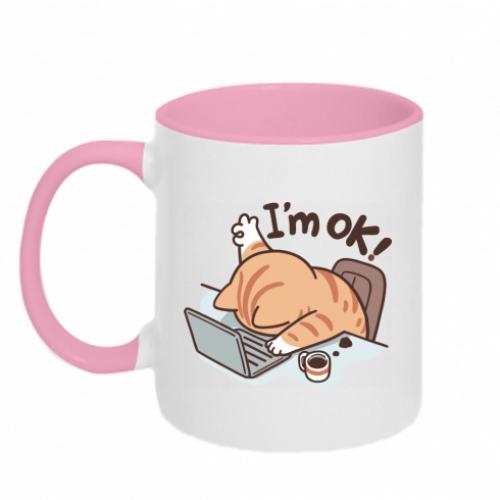 Чашка двухцветная I'm ok Cat 320 мл Бело-розовый (18573669-47-208800)