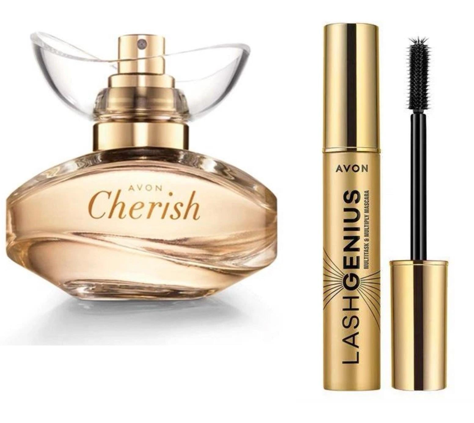 Набор парфюмированный женский Avon Cherish 2в1 50 мл/Туш для ресниц Avon True One Lash Genius Mascara 5в1 10 мл Черный