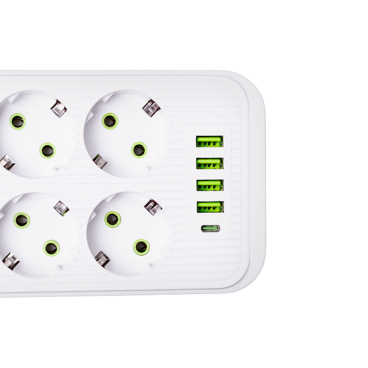 Фільтр мережевий HP-5-25 5 м F06U на 6 розеток 4 USB 1 Type-C та кнопкою відключення Білий (A-034386) - фото 6