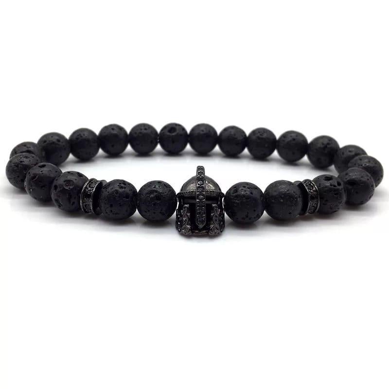 Браслет із лавового каменю з шоломом р. 21 (10024)