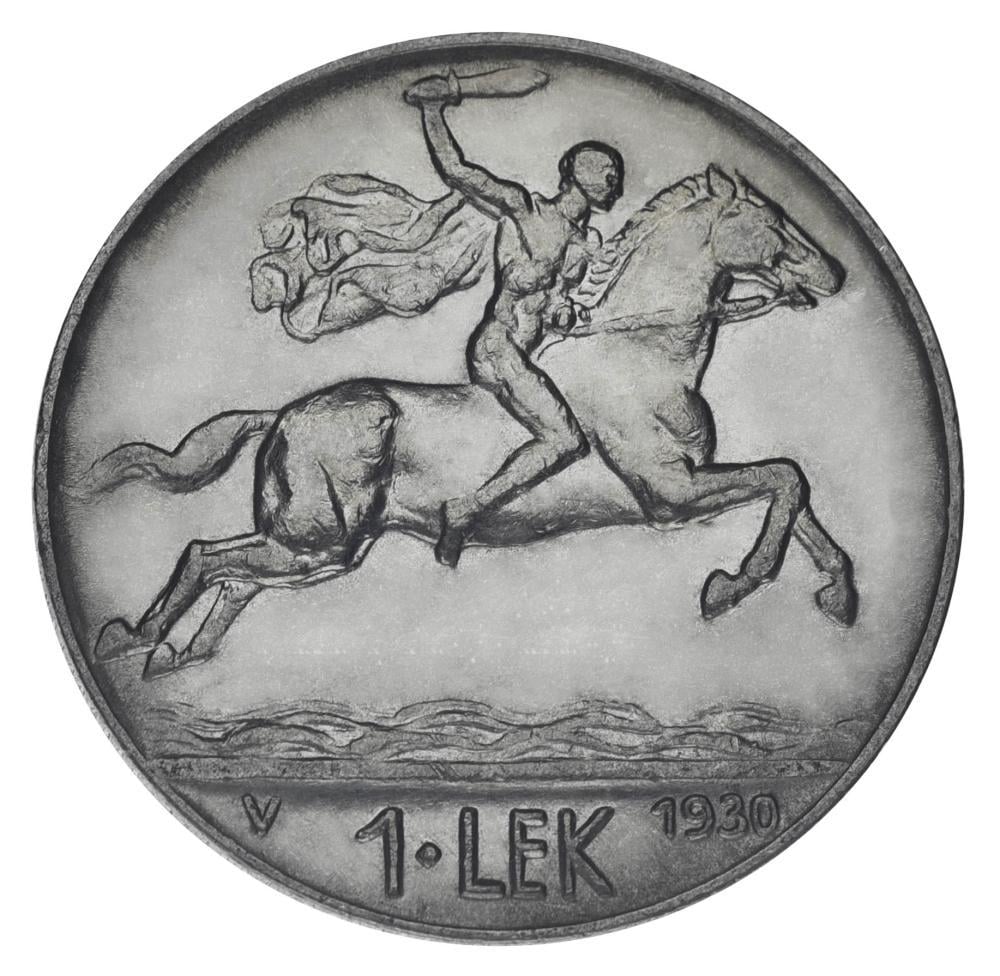 Коллекционная монета Албания 1 лек 1930 F-VF Александр Великий