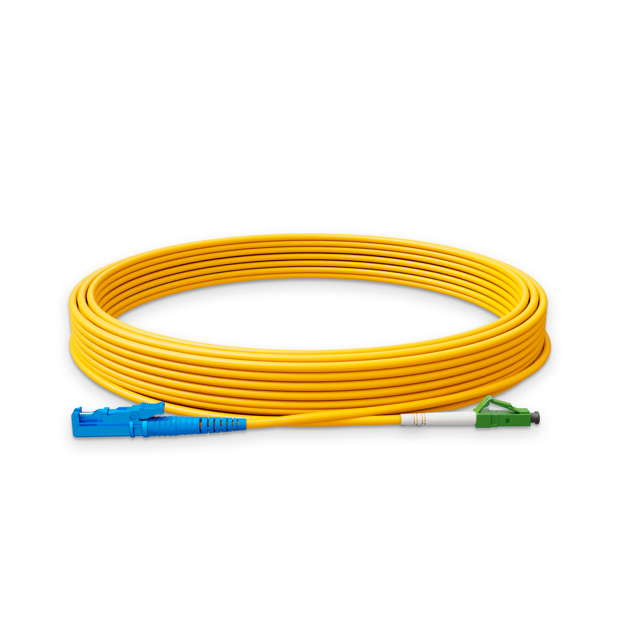 Патч-корд оптичний NanoConnect E2000/UPC-LC/APC LSZH Singlemode G.657.A2 SM Flex Simplex 2 мм 10 м Жовтий (14036)