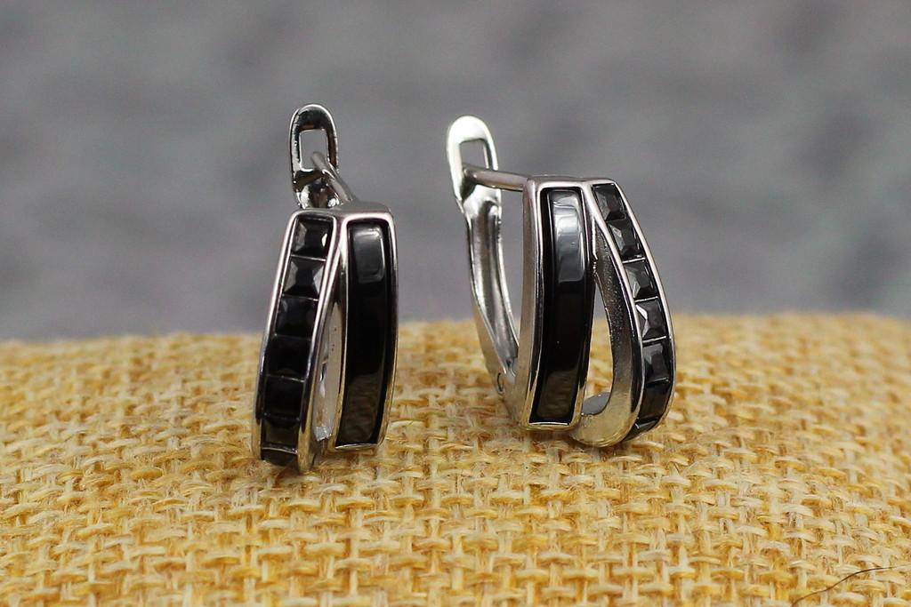 Серьги Xuping Jewelry Парус с керамикой 1,5 см Серебристый/Черный