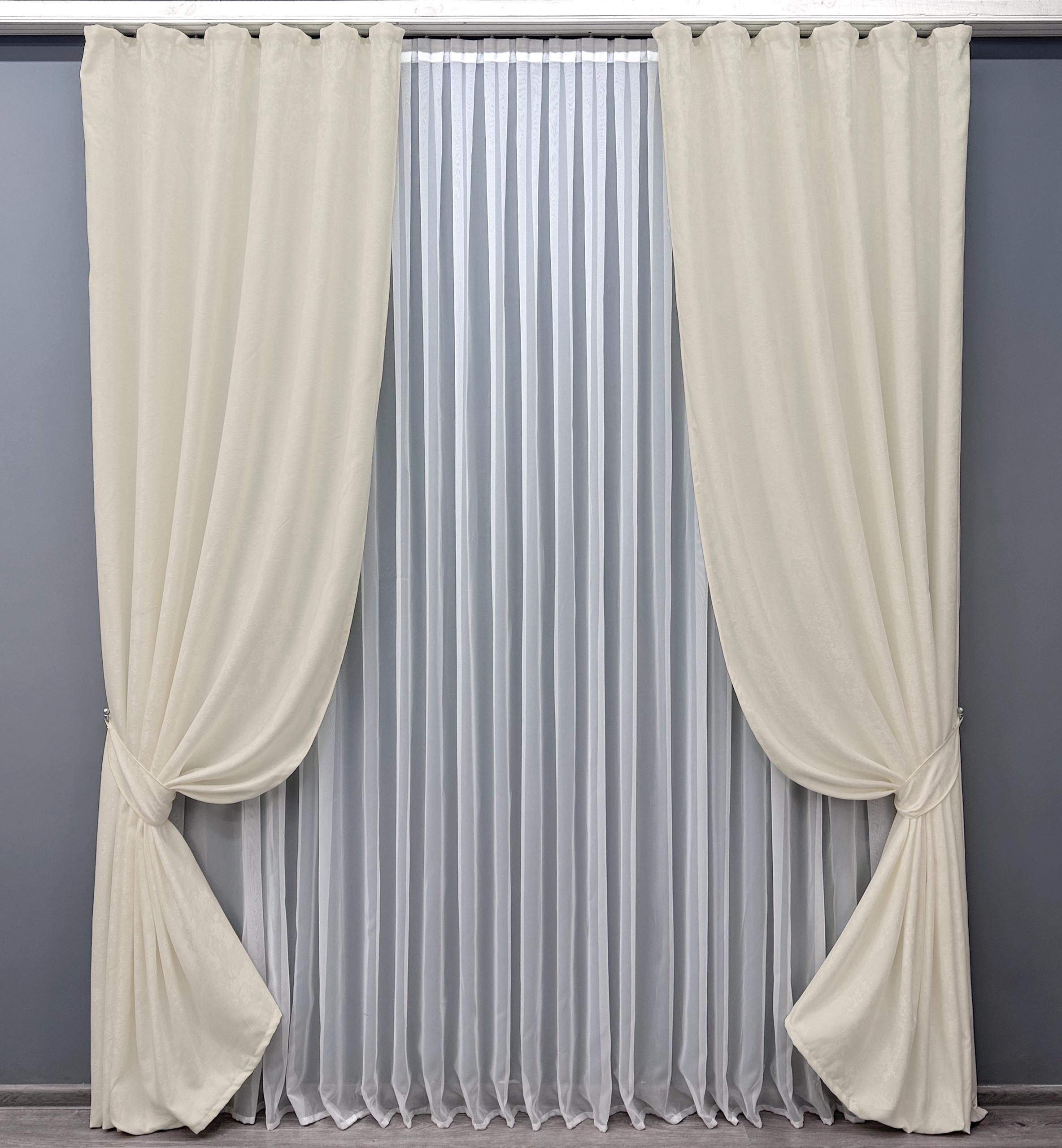 Комплект штор VR-Textil Sultan № 870ш жакард 100х270 см 2 шт. Кремовий (31-282)