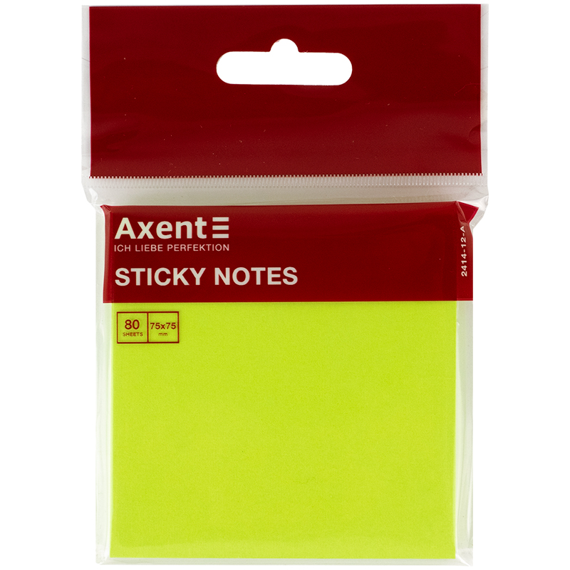 Бумага для заметок Axent 75x75 мм 80 листов 2414-12-A Зеленый неоновый (4250266203424)