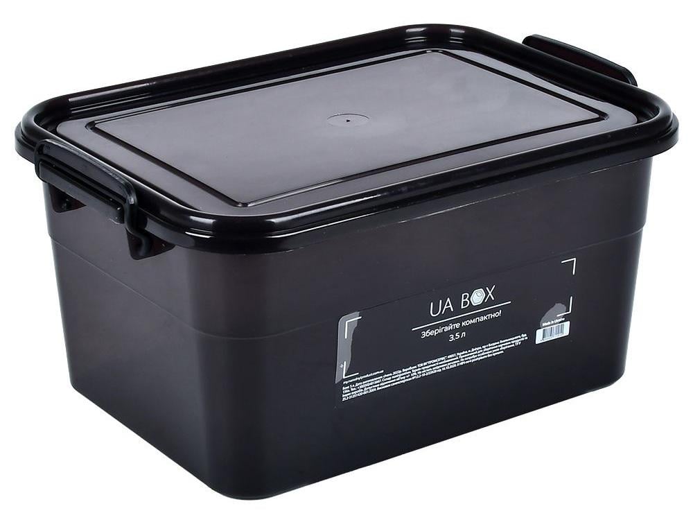 Контейнер харчовий пластиковий з ручками 3,5 л 17,8x25x12,4 см Black (31600) Контейнер харчовий пластиковий з ручками 3,5 л 17,8x25x12,4 см Black (31600)