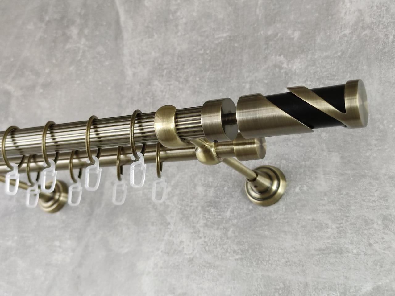 Карниз MStyle металлический для штор двухрядный Сиена 25/19 мм рифленый 300 см Антик (5012681)