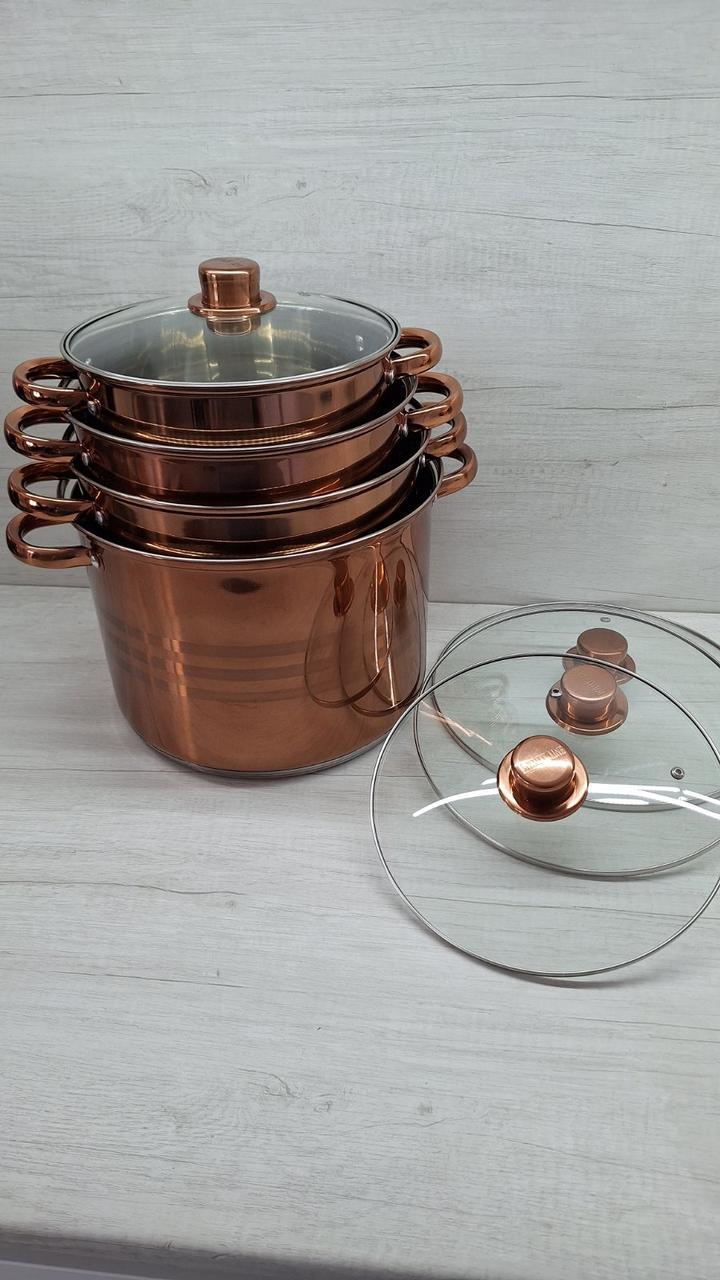 Набір каструль Royalty Line RL-SP8C з кришками/з нержавіючої сталі (03965) - фото 5