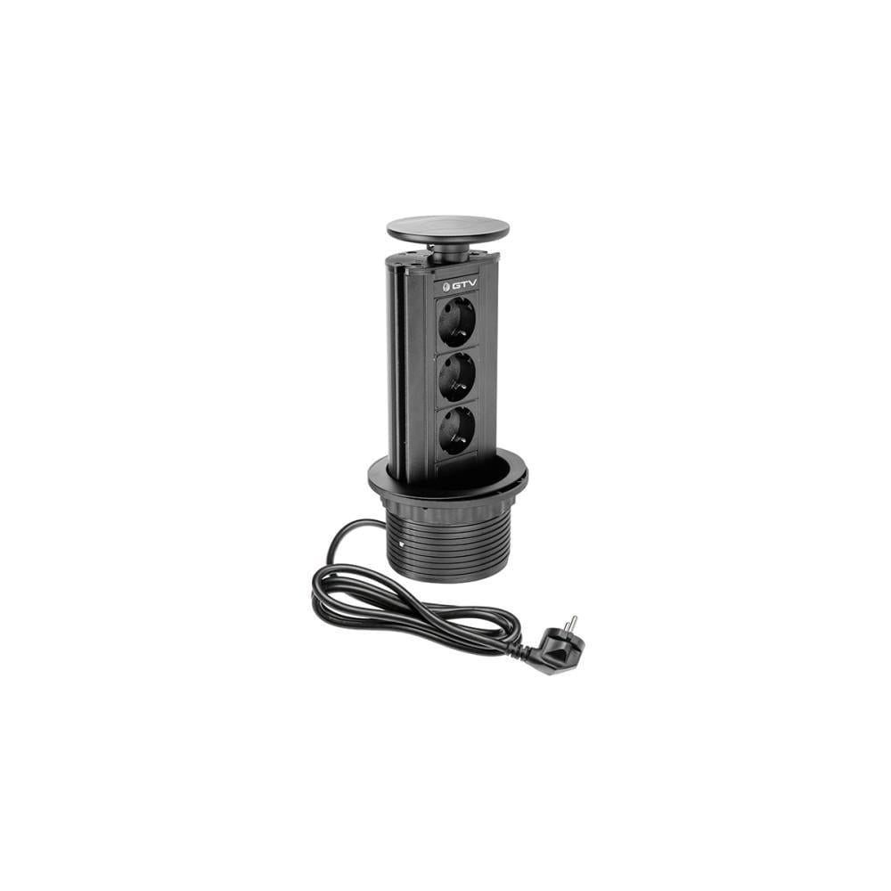 Подовжувач тримісний GTV Schuko для офісу вбудований в стіл Срібний (27848908)