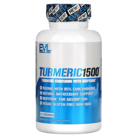 Натуральная добавка EVLution Nutrition Turmeric 1500 Turmeric Curcumin with Bioperine 90 капс. (00000037341)
