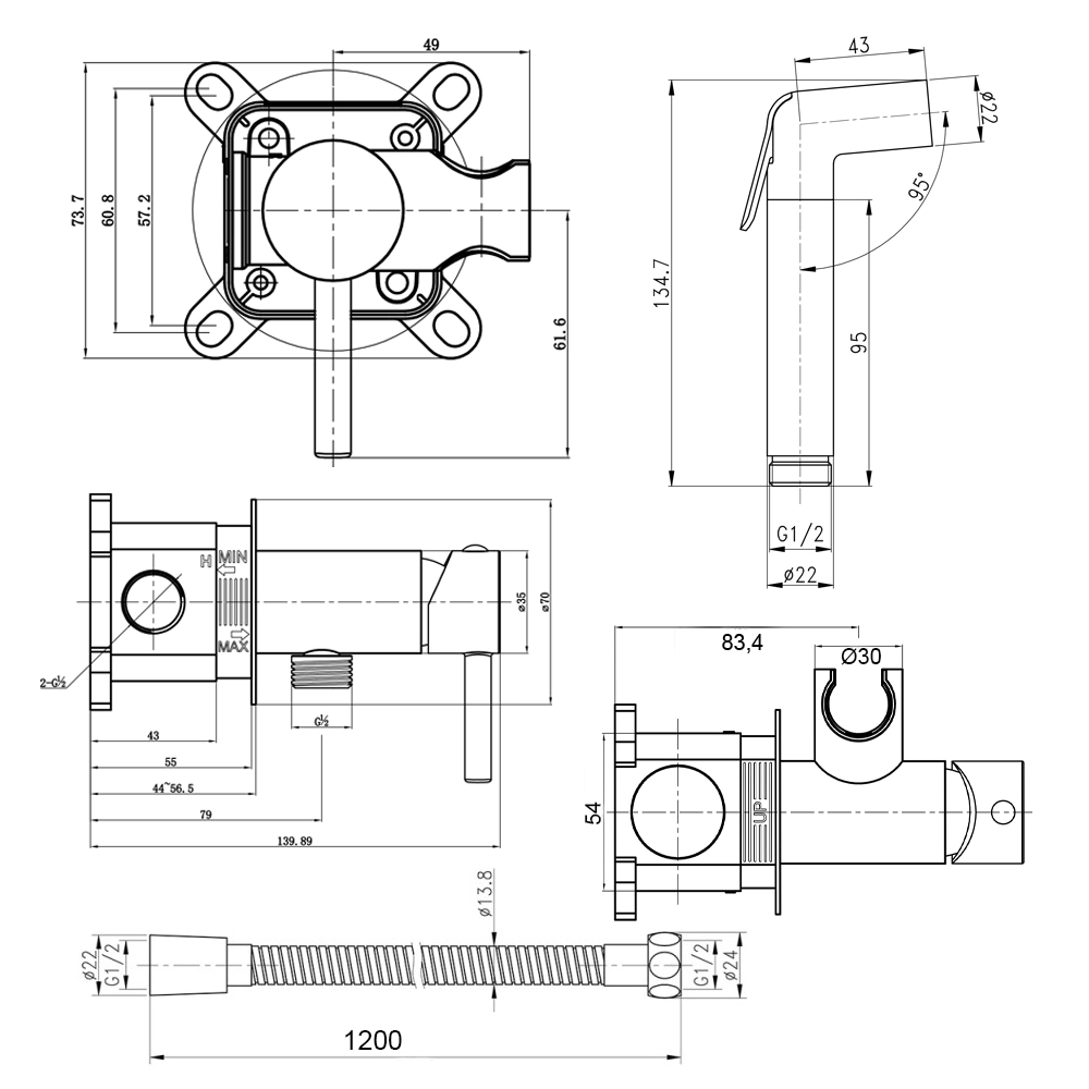 Набір для гігієнічного душу зі змішувачем Qtap Inspai-Varius CRM (V00440001) - фото 2 Набір для гігієнічного душу зі змішувачем Qtap Inspai-Varius CRM (V00440001) - фото 2