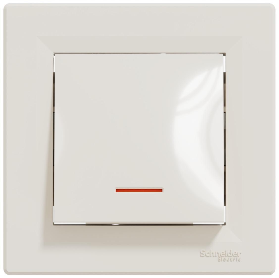 Вимикач кнопковий Schneider Electric Asfora з підсвічуванням Кремовий (EPH1600123) Вимикач кнопковий Schneider Electric Asfora з підсвічуванням Кремовий (EPH1600123)