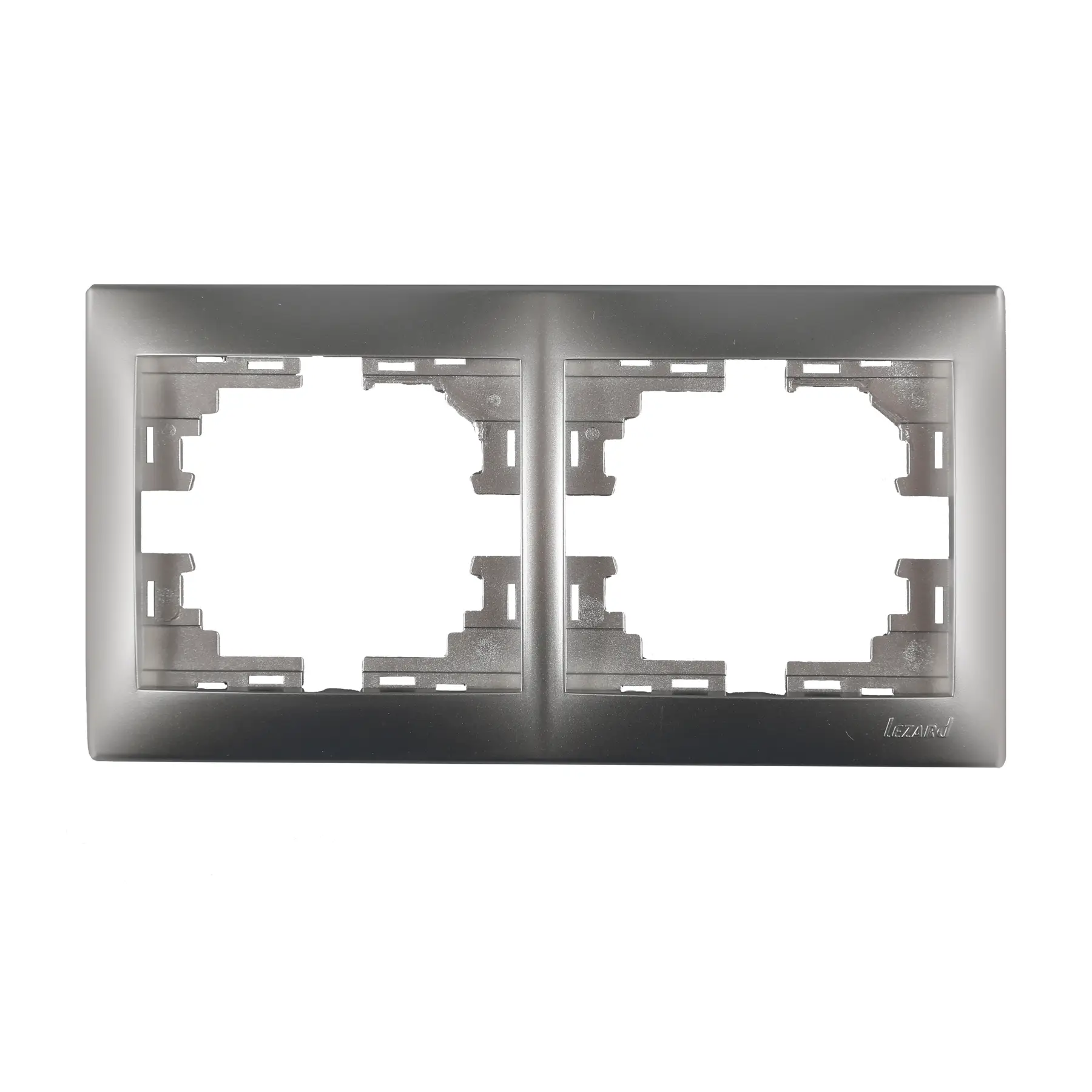 Рамка 2-местная горизонтальная Lezard Mira серый металлик