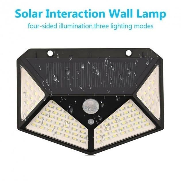 Світильник з датчиком руху на вулицю на сонячній батареї solar interaction wall lamp 100 LED - фото 3