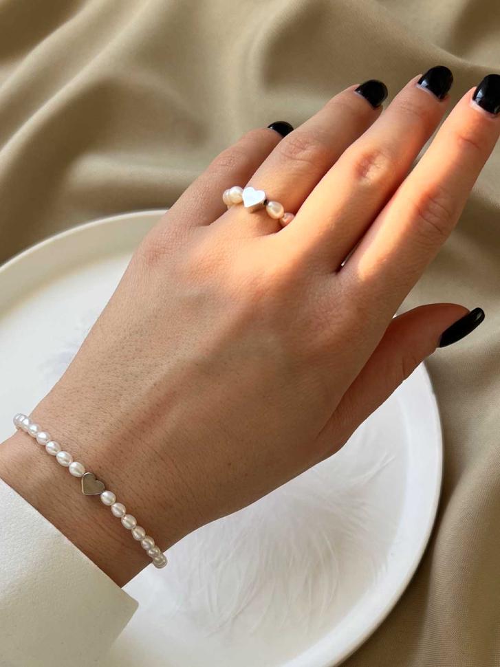 Каблучка з перлин з серцем (5349) - фото 2 Каблучка з перлин з серцем (5349) - фото 2