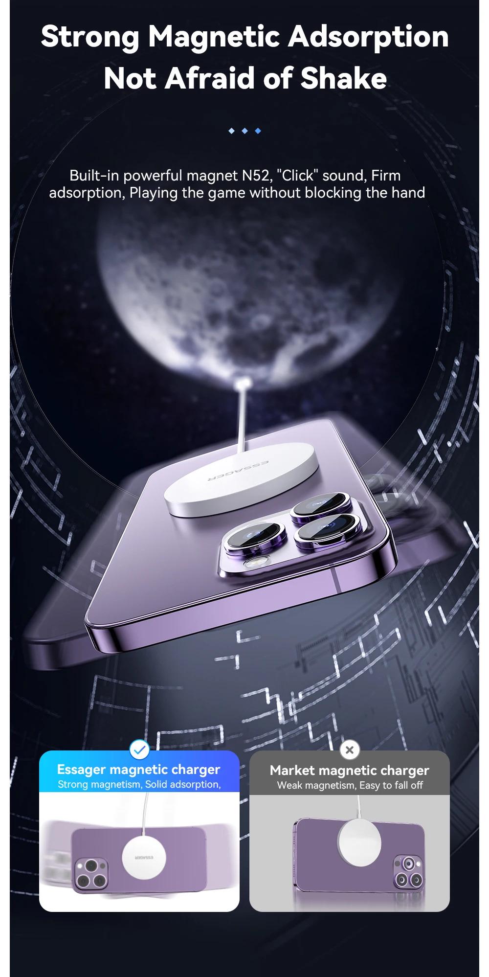 Зарядное устройство беспроводное Essager Qi Magnetic Charger ES-WC07 15W White - фото 6