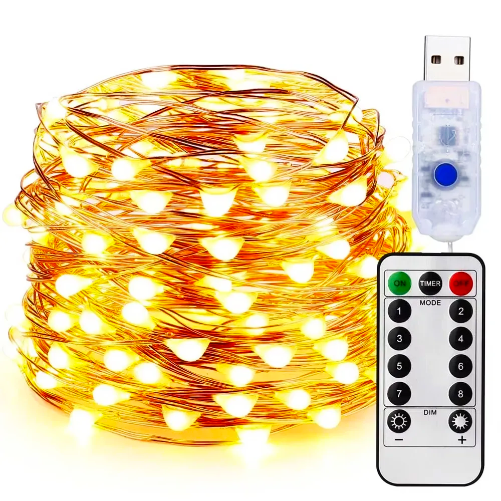 Гірлянда Роса від USB 50 м 500 LED з пультом Теплий білий (234568489)