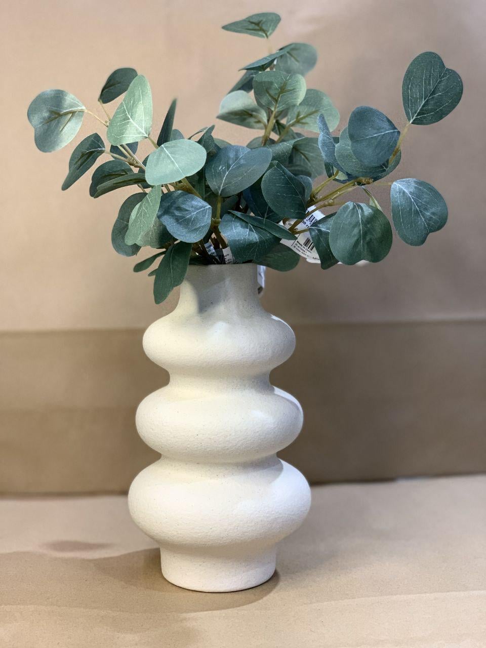 Ваза керамическая фигурная d 12 см 21 см Молочный