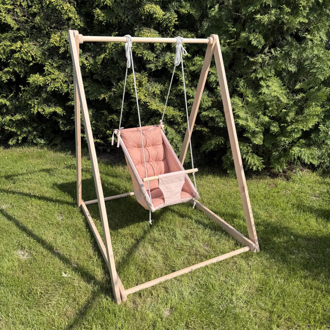 Комплект Деревянная опора/Колыбелька из хлопка Светло-коричневый (gs-8836)