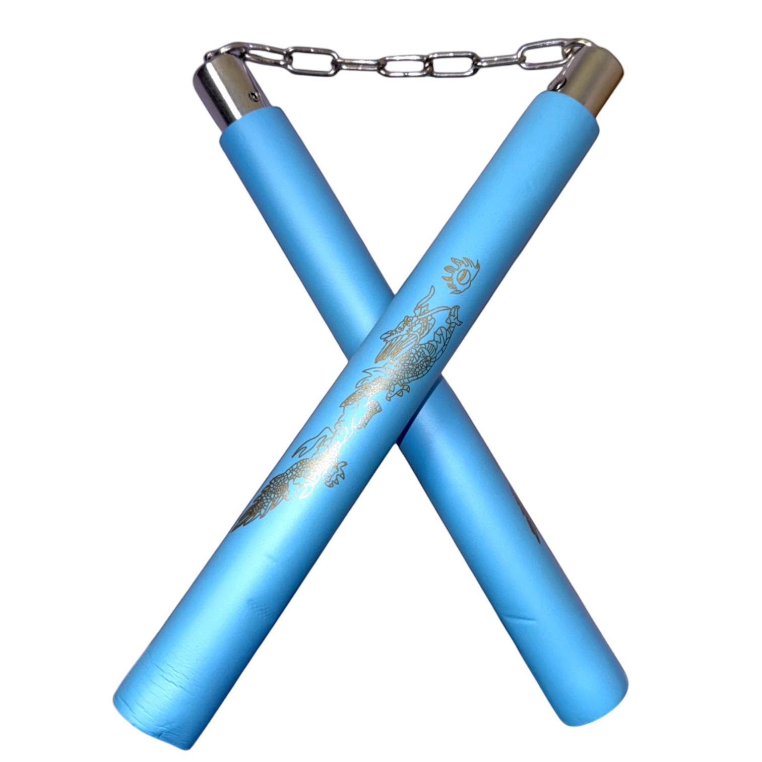 Нунчаки тренировочные с цепью GDragon с неопреновым покрытием Голубой (3_1_0_7) - фото 1
