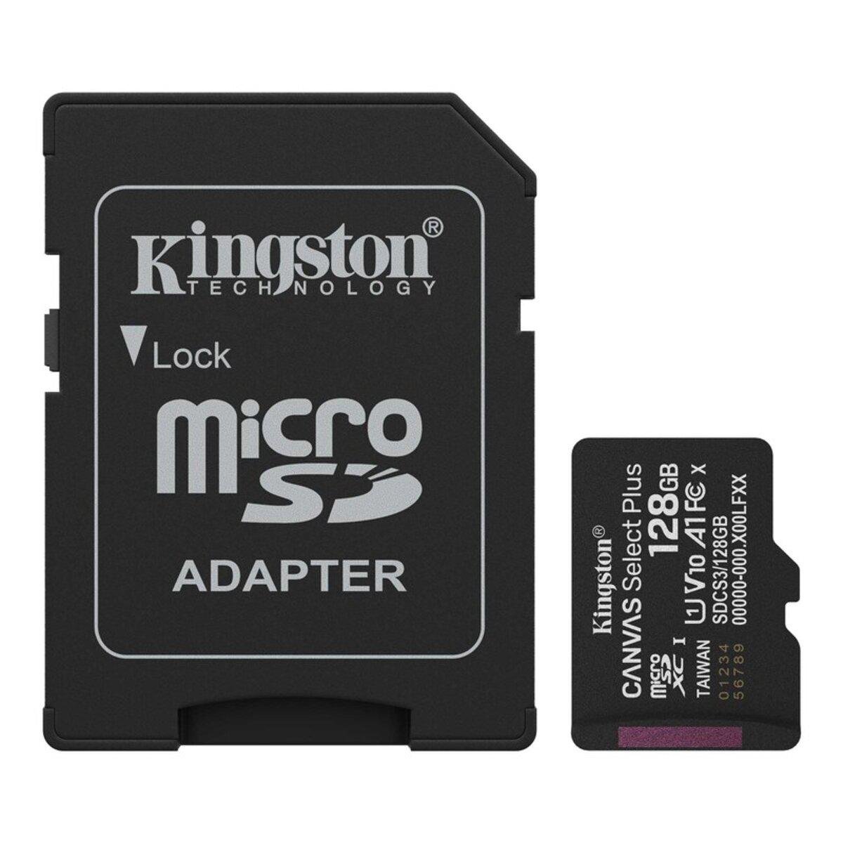 Карта пам'яті Kingston Canvas Select Plus Gen3 microSDXC UHS-1 class 10 A1 R-150MB/s adapter SD 128Gb (SDCS3/128GB)
