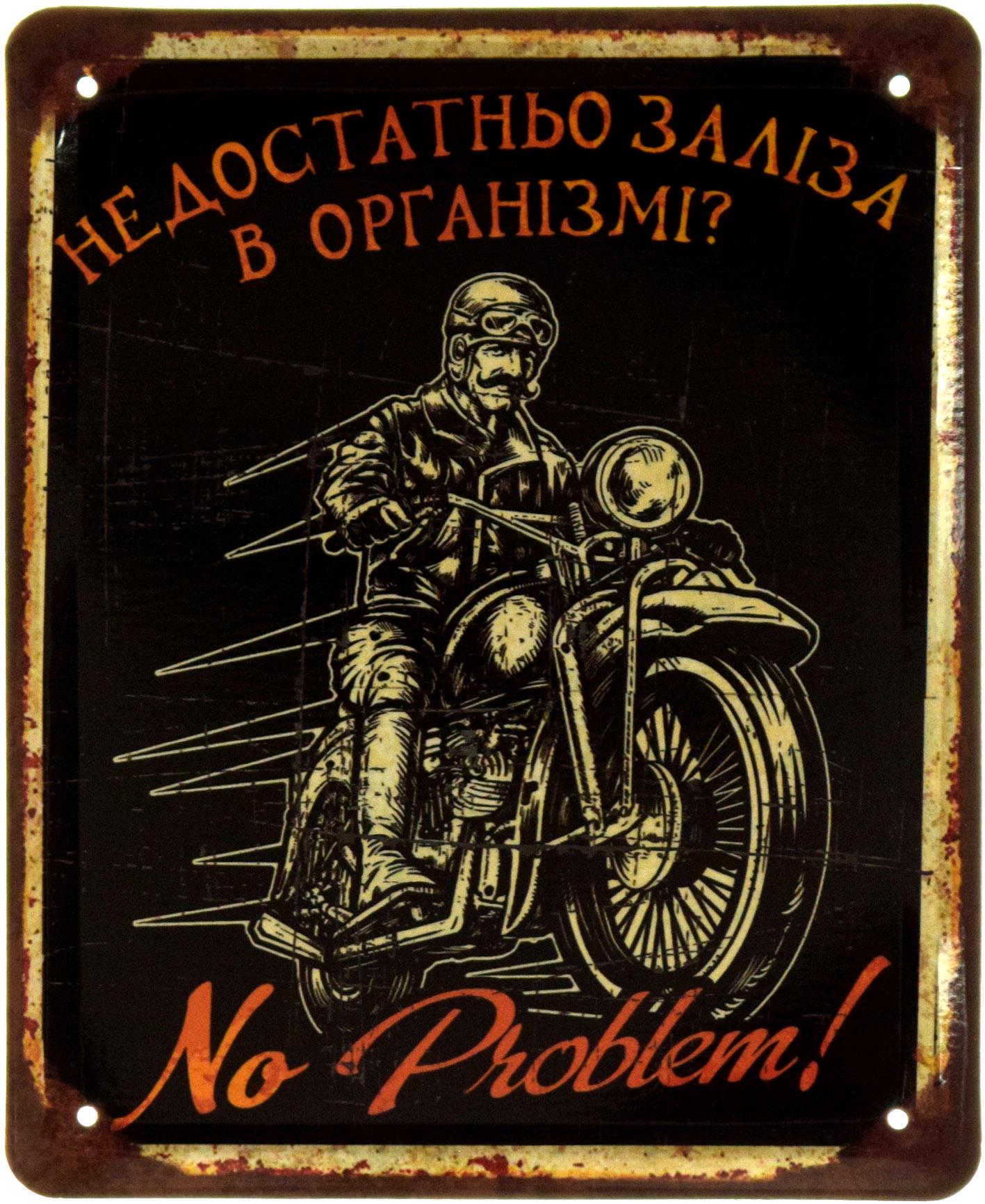 Табличка металева "Не Достатньо Заліза В Організмі? No Problem!" 18x22 см - фото 1 Табличка металева "Не Достатньо Заліза В Організмі? No Problem!" 18x22 см - фото 1