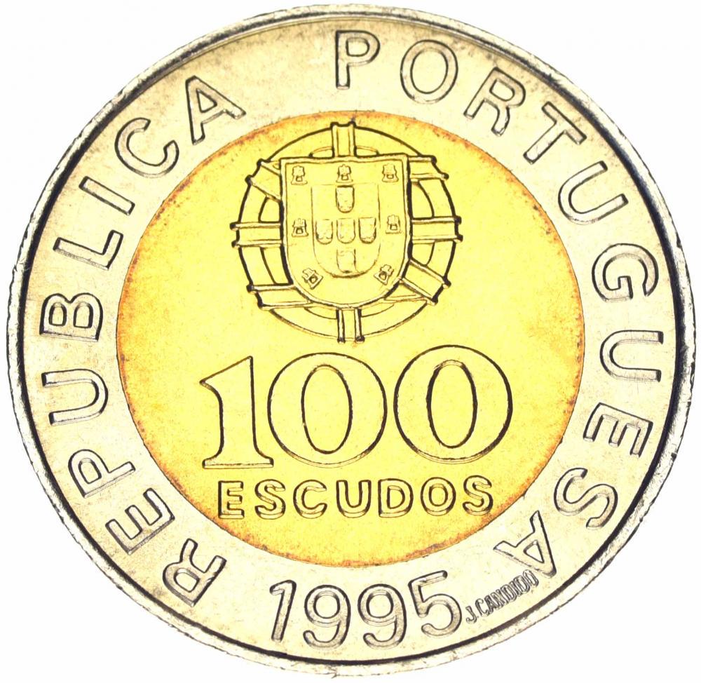 Колекційна монета Португалія 100 ескудо 1995 Біметал AU-UNC FAO ФАО (KM#678)