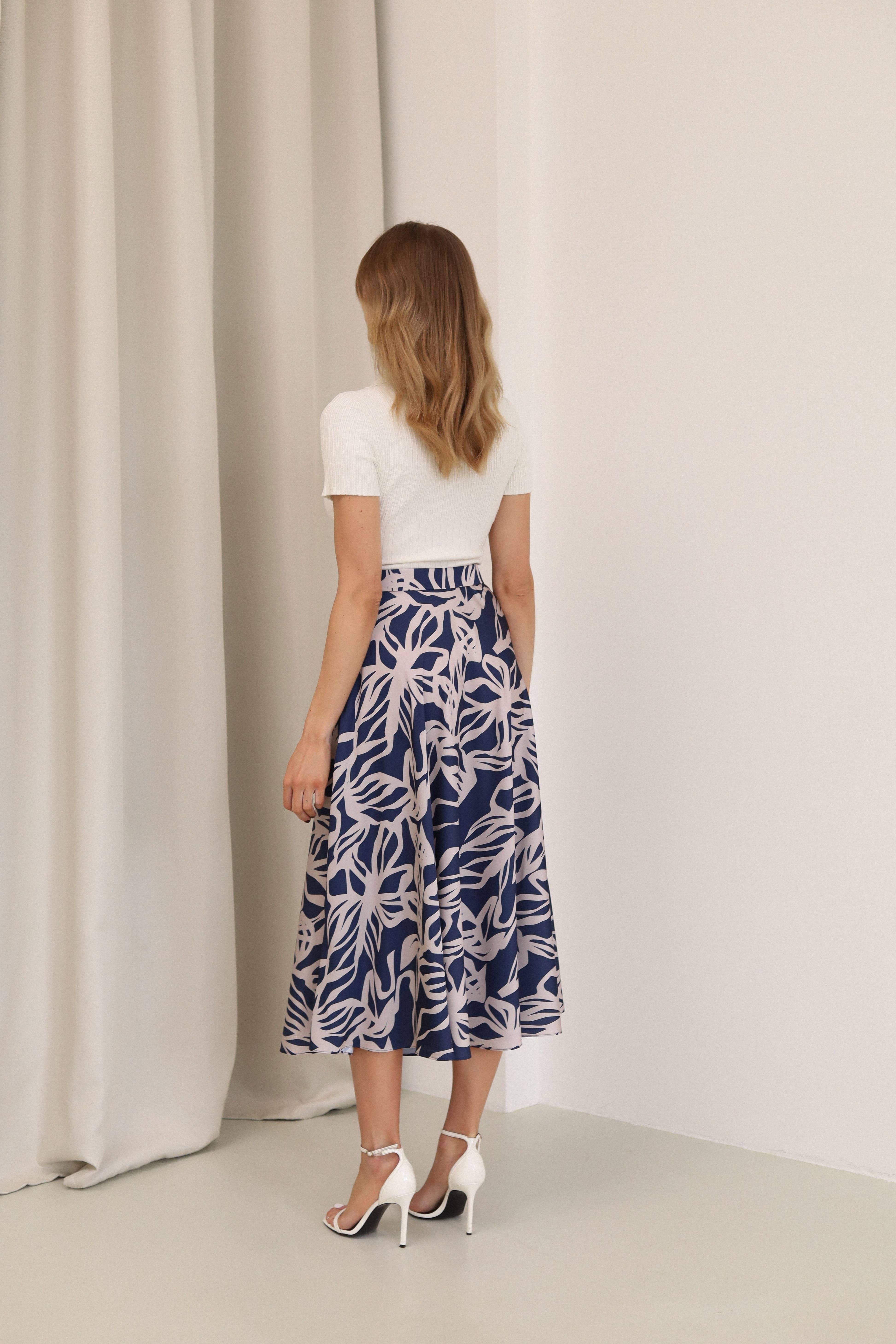 Спідниця-кльош міді Дика Спідниця з принтом XXL Синій (6005) - фото 4 Спідниця-кльош міді Дика Спідниця з принтом XXL Синій (6005) - фото 4